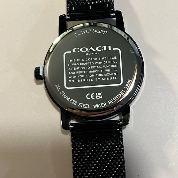 Coach Grand Watch 36mm Black Face With Circle Of Crystals & Black MeshBr… - Picture 2 of 7